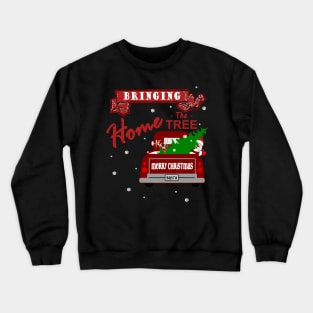 SANTA BRINGING HOME THE TREE IN VINTAGE TRUCK Crewneck Sweatshirt